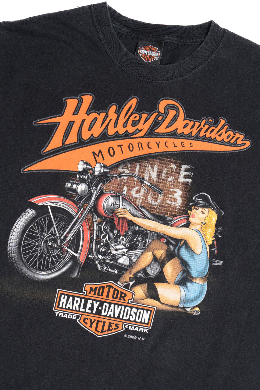 Harley Davidson "Bad To The Bone" Pin-Up "Lake Erie" T-Shirt