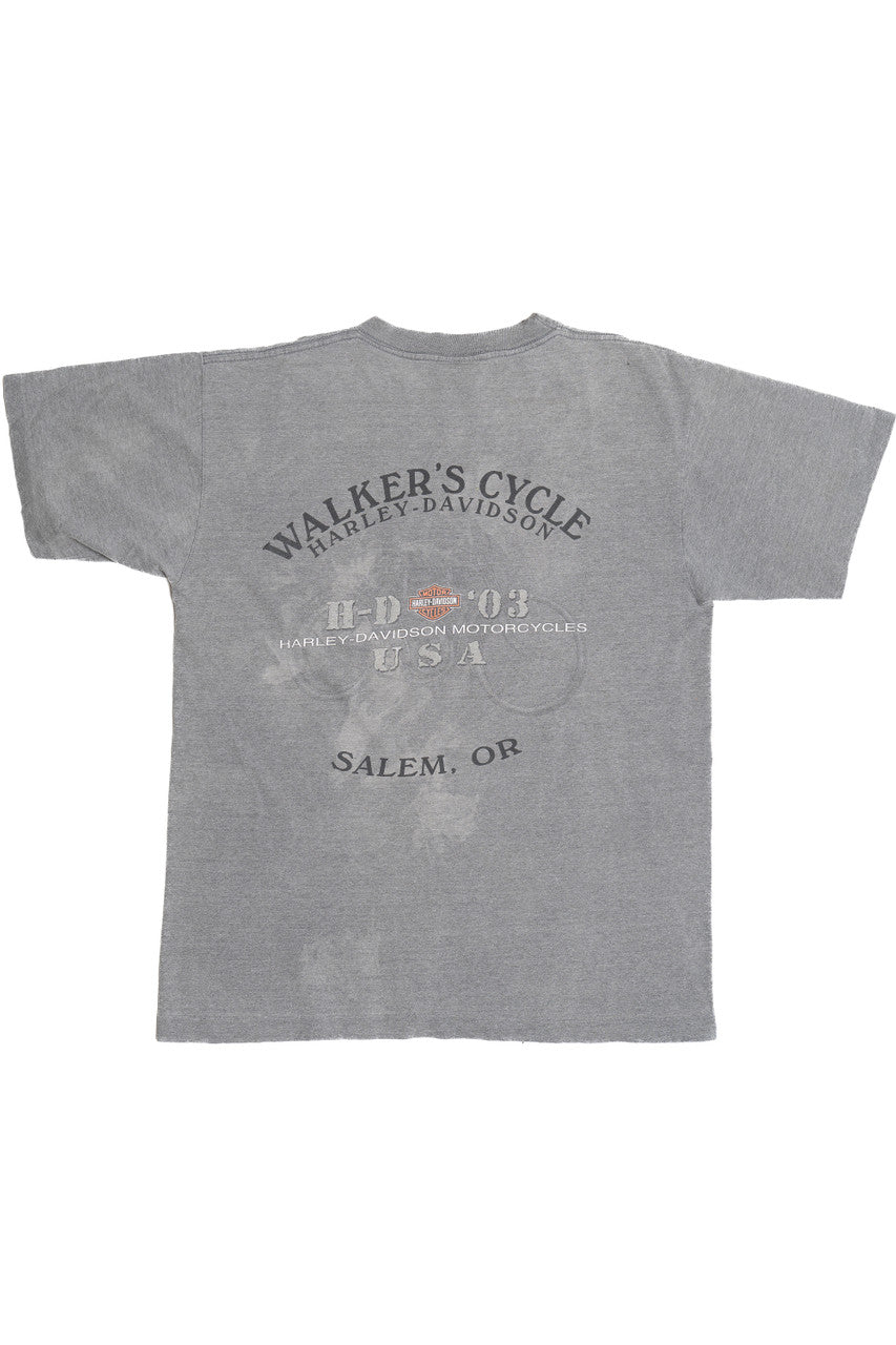 Vintage 2003 "Walker's Cycle" Salem, OR Harley Davidson Pocket T-Shirt (2000s)