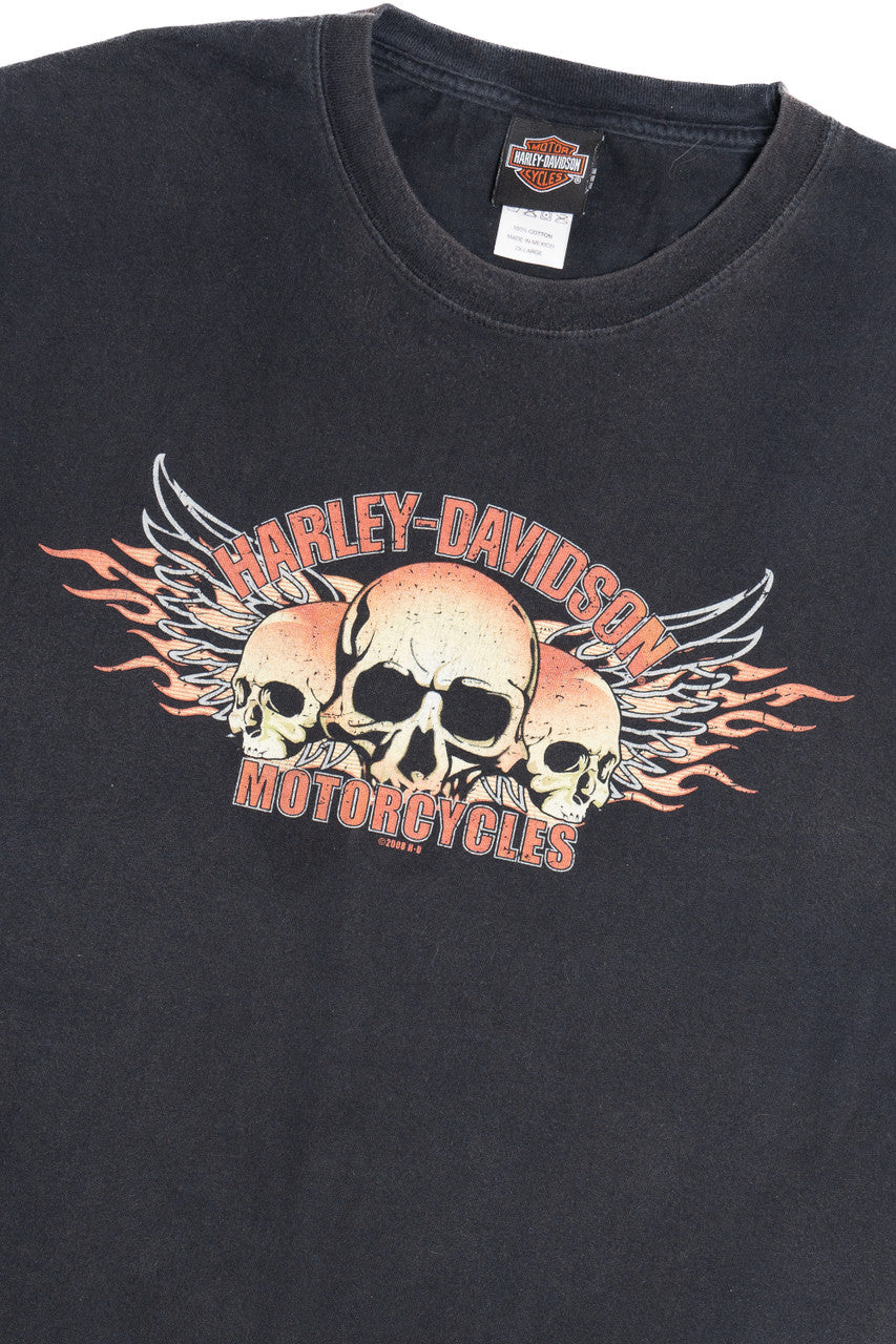Harley Davidson Skulls & Flames Rochester Minnesota T-Shirt (2000s)