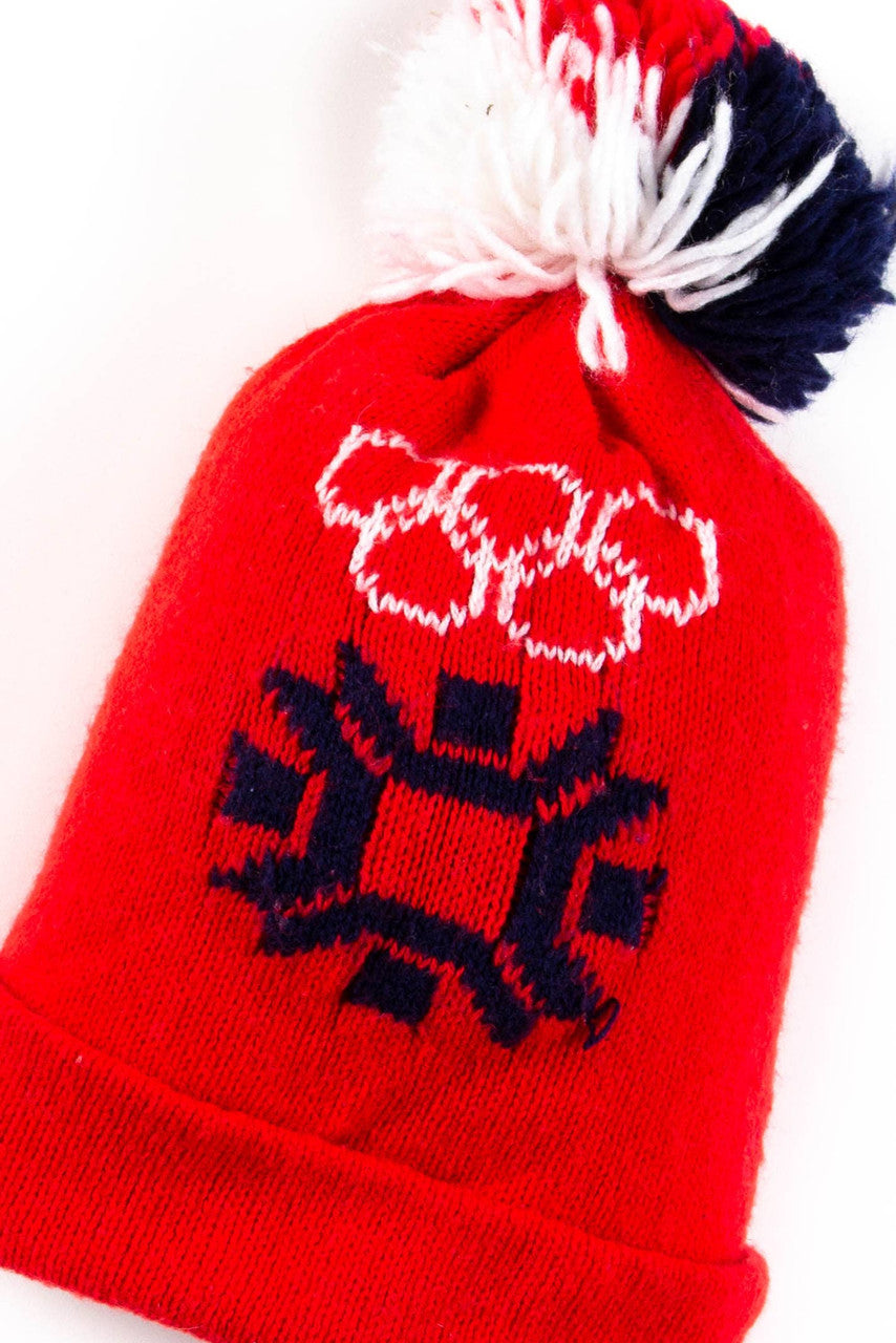 Olympics Snowflake Pom Pom Vintage Beanie