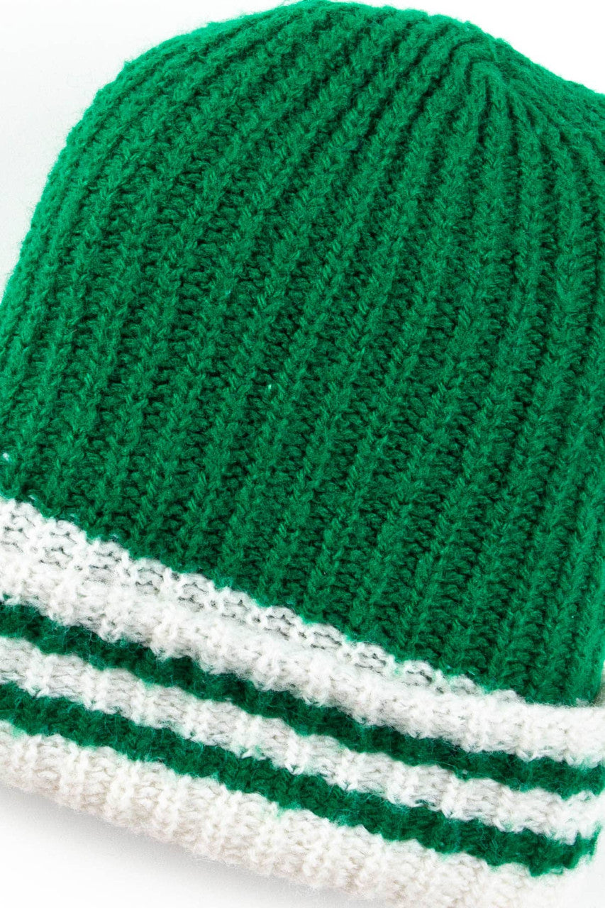 Green Striped Vintage Beanie