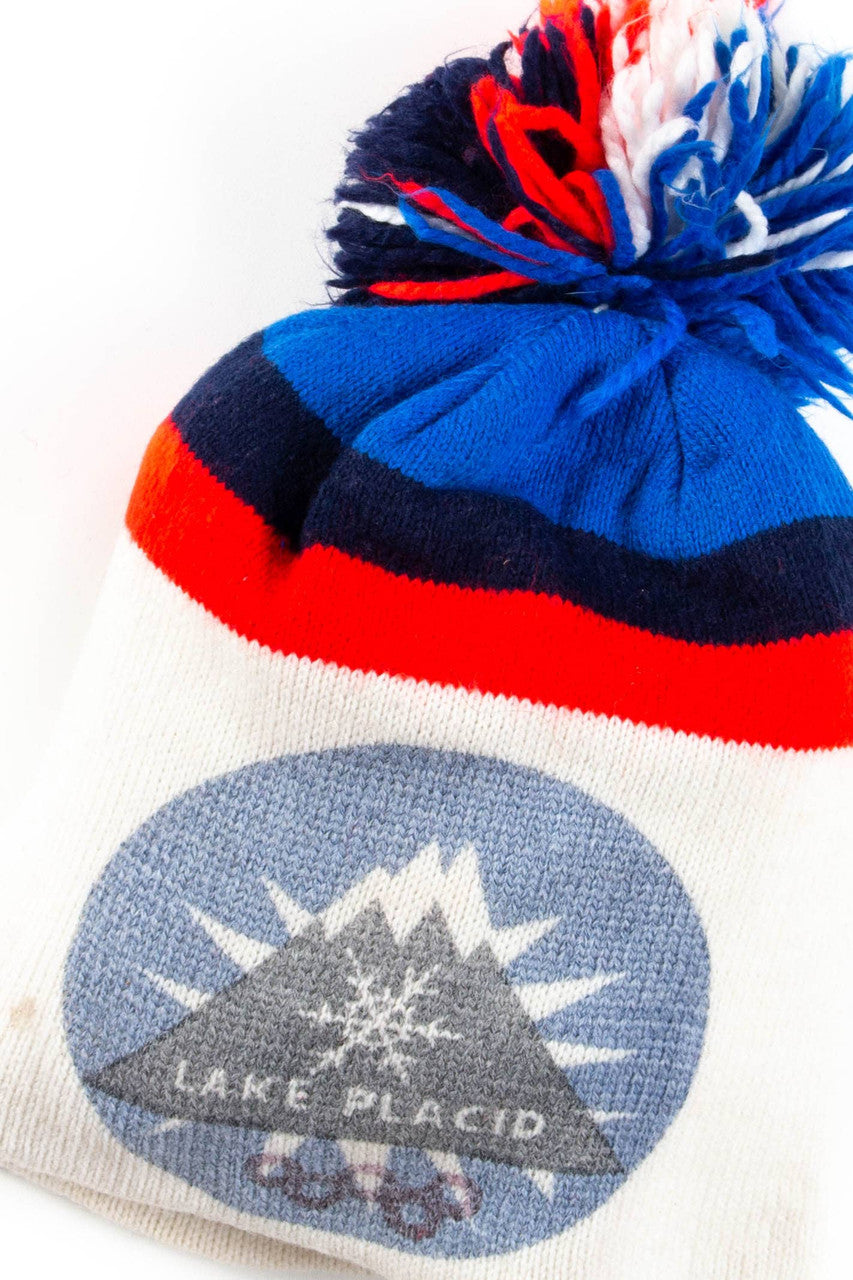 Lake Placid Olympics Pom Pom Vintage Beanie