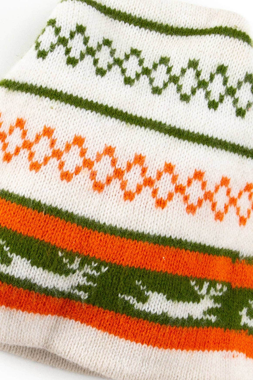 Green & Orange Fair Isle Beanie