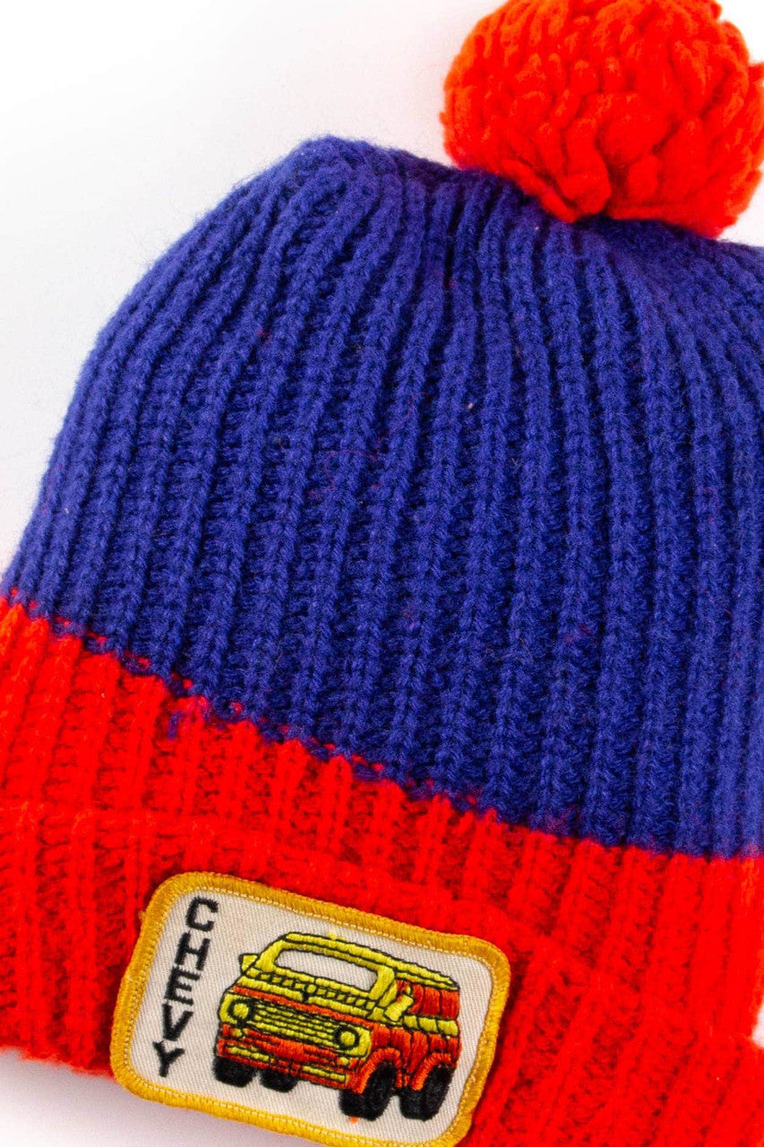 Vintage Chevy Patch Pom Pom Beanie