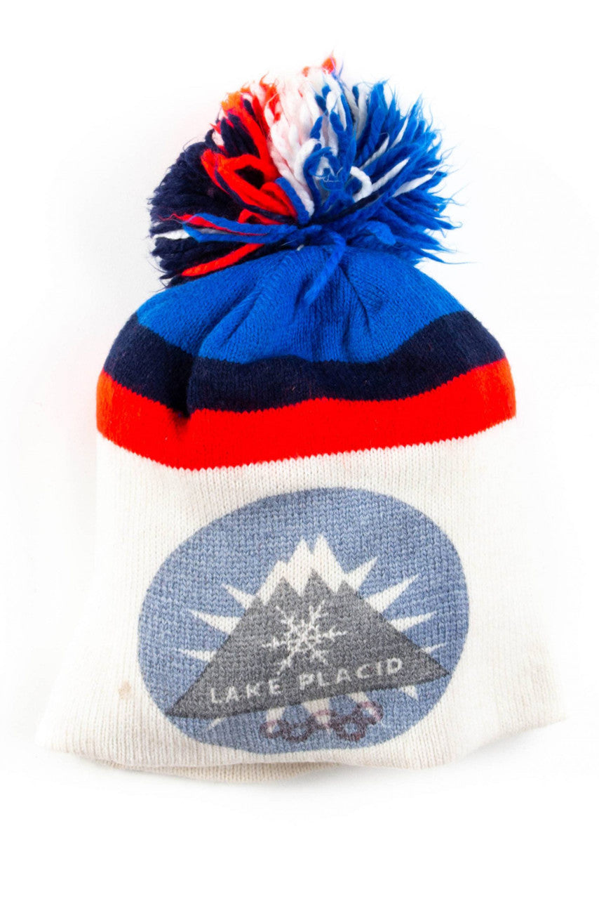 Lake Placid Olympics Pom Pom Vintage Beanie