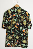 (Black) Flower Print Hawaiian Shirt