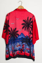 (Red) Beach Print Hawaiian Shirt