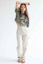 Cropped Olive Vintage Hawaiian
