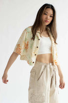 Cropped Fern Stamped Hawaiian Shirt