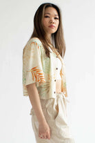 Cropped Fern Stamped Hawaiian Shirt