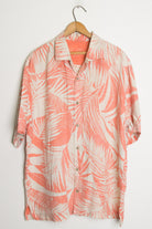 (Coral) Palm Leaf Print Hawaiian Shirt