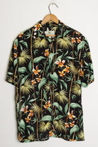 (Black) Flower Print Hawaiian Shirt
