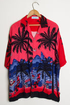 (Red) Beach Print Hawaiian Shirt