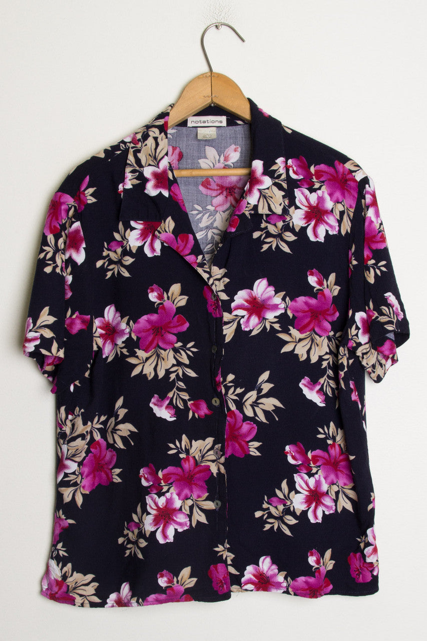 Women's Hibiscus Print Hawaiian Shirt