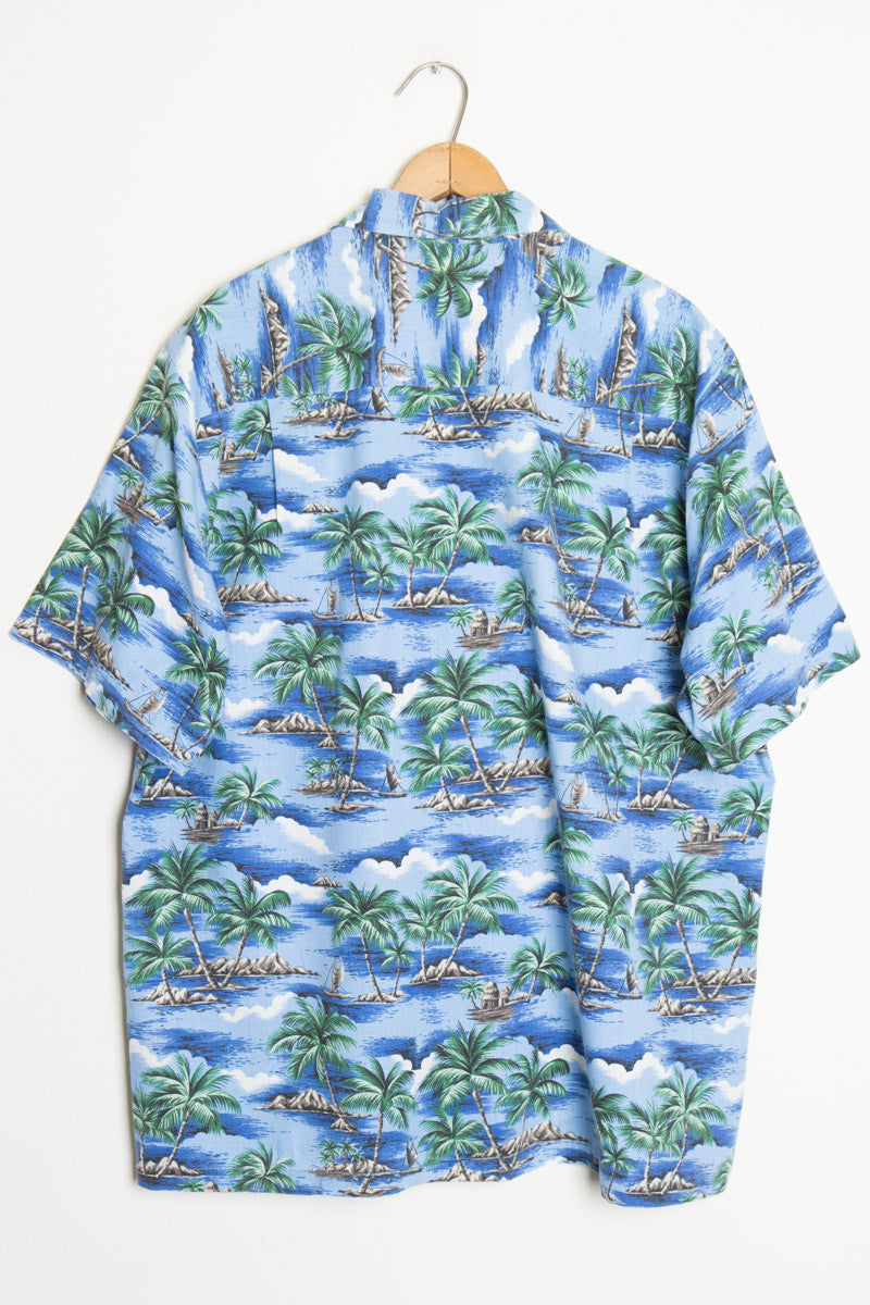 Blue Palm Tree Vintage Hawaiian Shirt