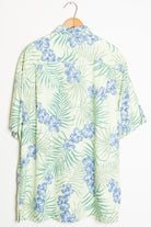 Green and Blue Hibiscus Vintage Hawaiian Shirt
