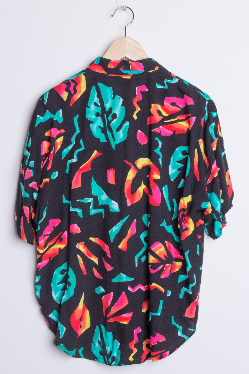 Black 90s Print Vintage Hawaiian
