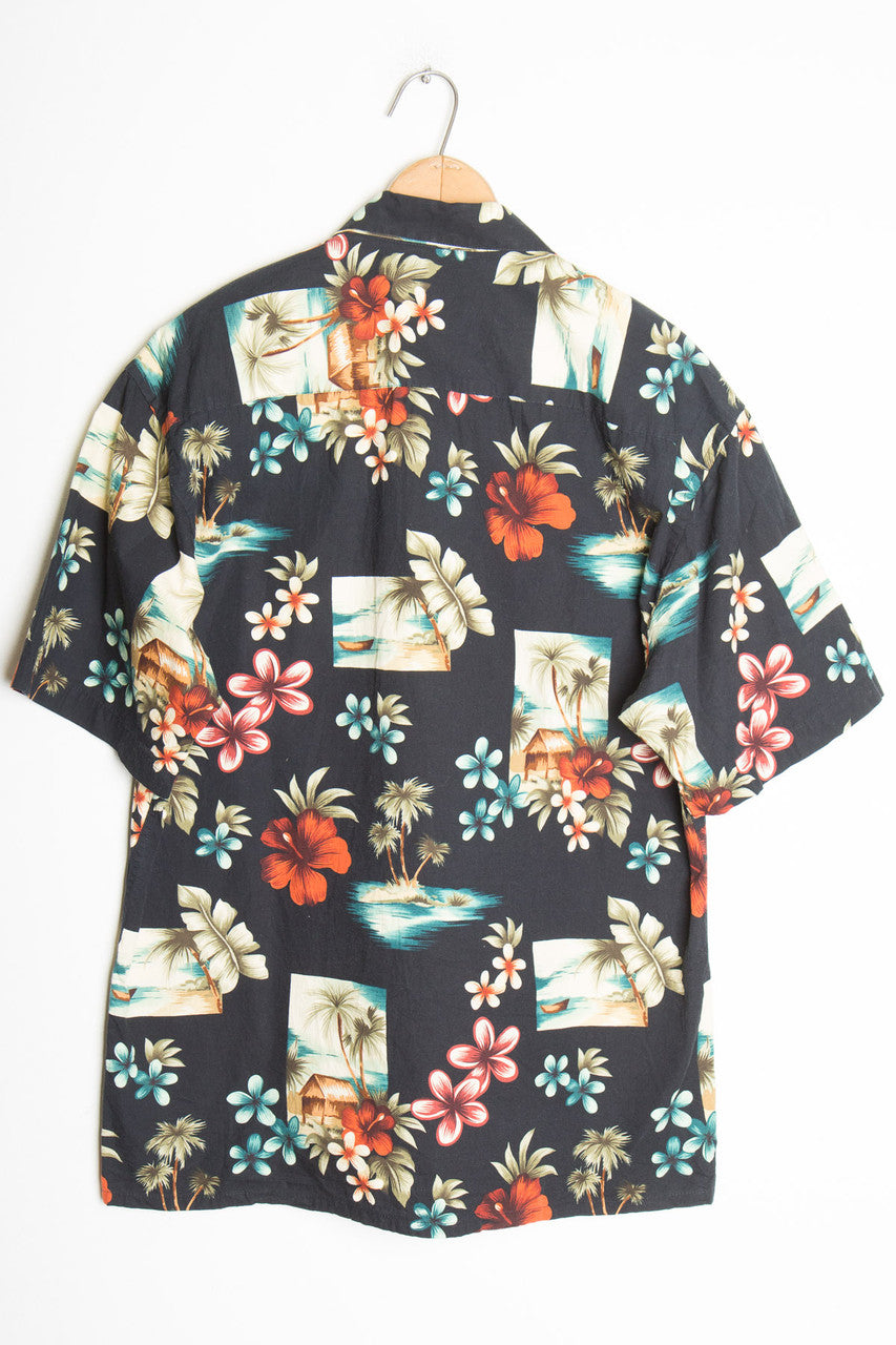 Black Floral Vintage Hawaiian