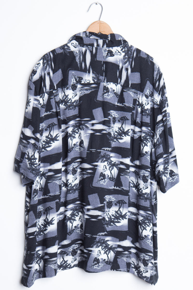 Black & White Hula Girl Vintage Hawaiian