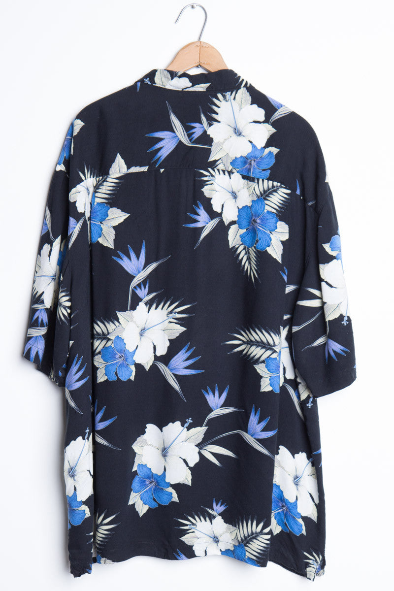 Black & Blue Flower Vintage Hawaiian