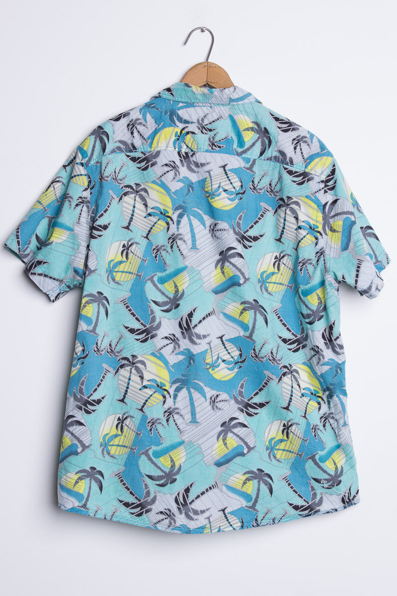 Blue Palm Tree Vintage Hawaiian