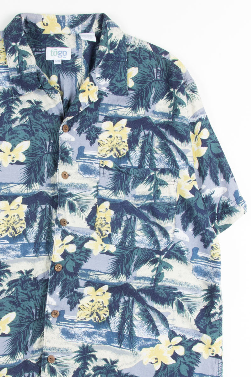 Blue & Yellow Floral Vintage Hawaiian