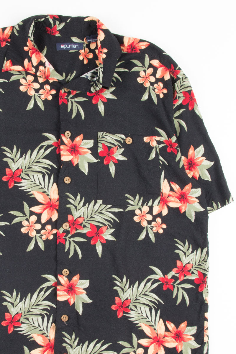 Black & Orange Floral Vintage Hawaiian 1