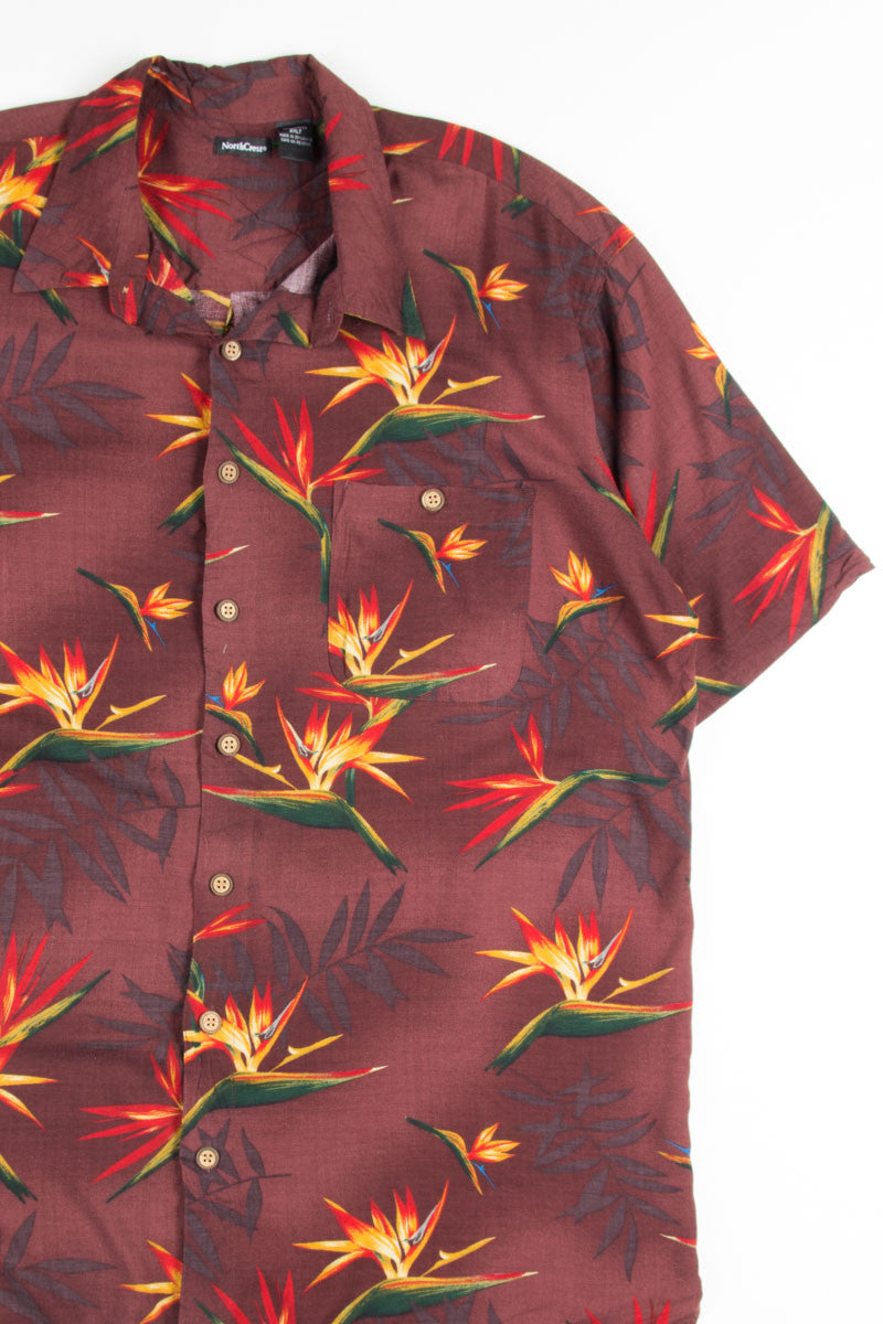 Burgundy Birds of Paradise Vintage Hawaiian