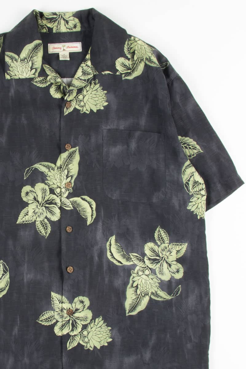 Black & Green Hibiscus Vintage Hawaiian 1