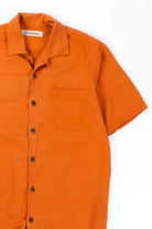 Bright Orange Pocket Woven Hawaiian Shirt