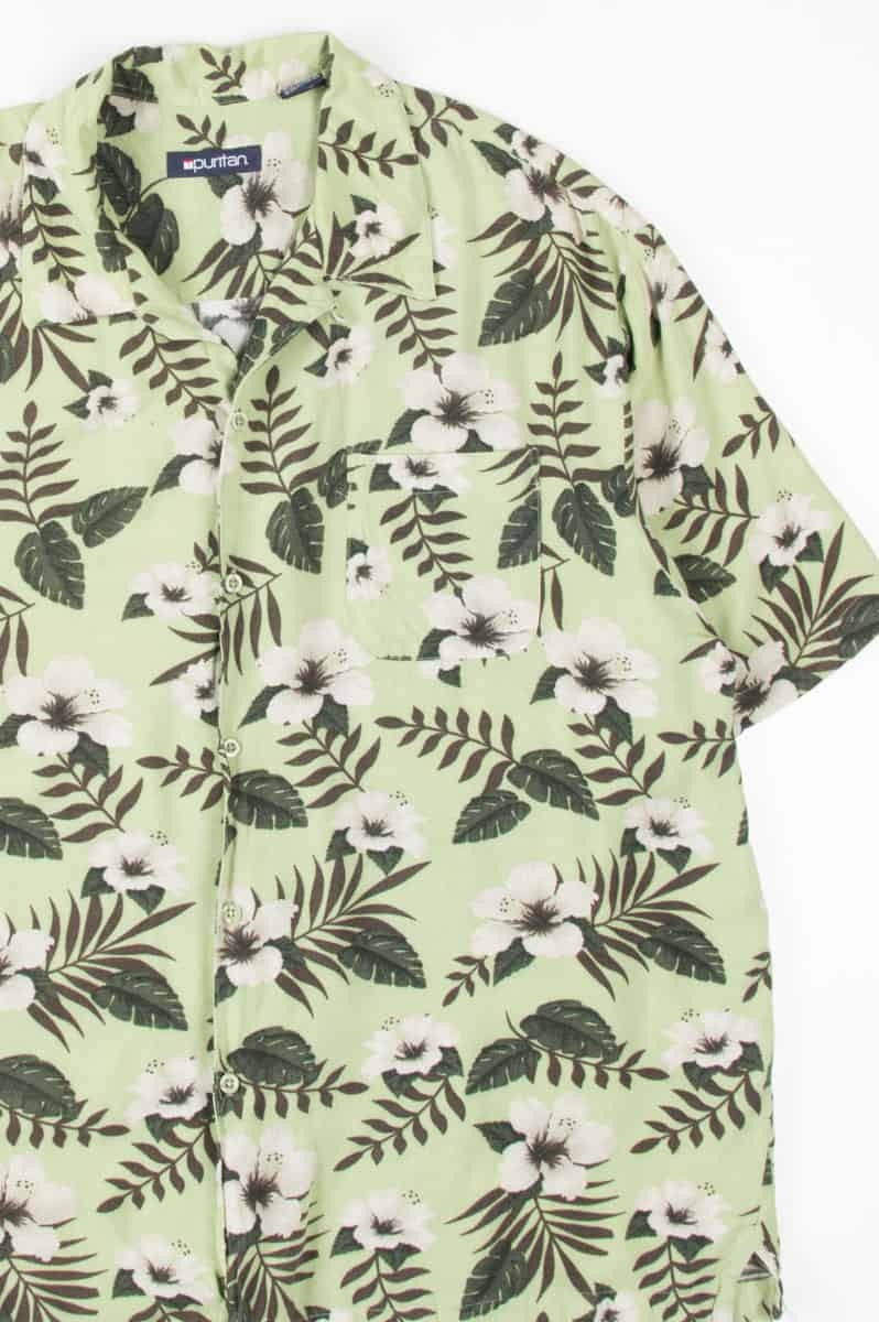 Green & Grey Hibiscus Hawaiian Shirt