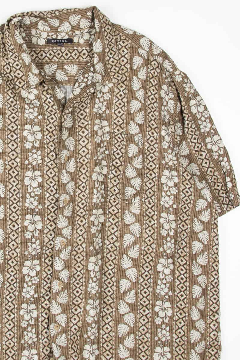 Brown Patterned Hawaiian Shirt