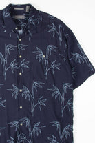 Navy Bamboo Outline Hawaiian Shirt