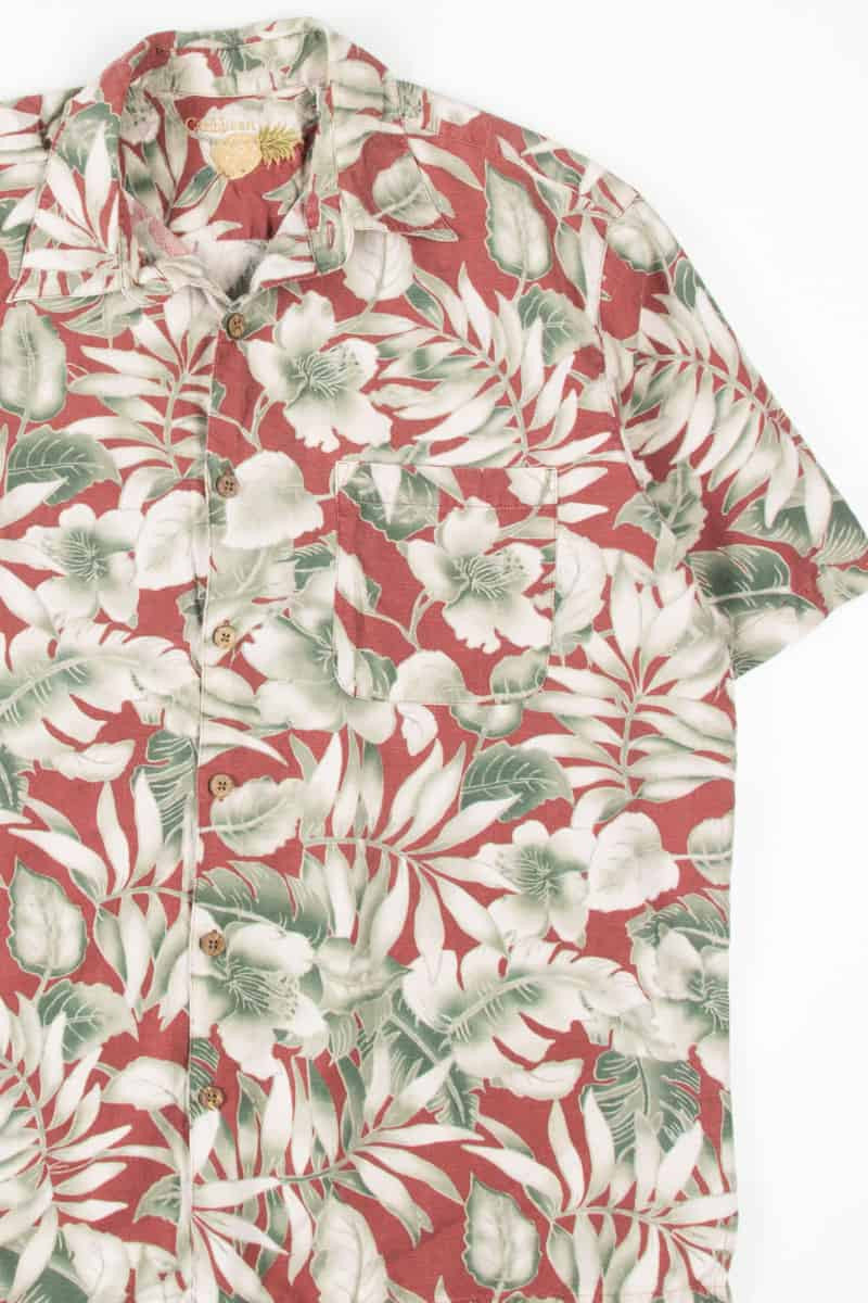 Burgundy Shadowed Floral Hawaiian Shirt