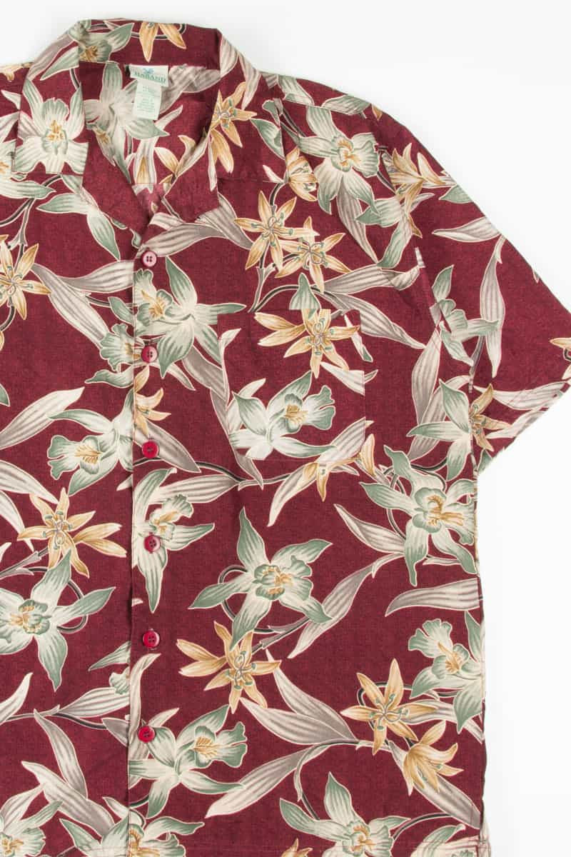 Burgundy Floral Hawaiian Shirt