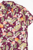 Burgundy Pineapple Floral Hawaiian Shirt
