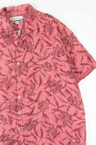 Burgundy Striped Floral Hawaiian Shirt
