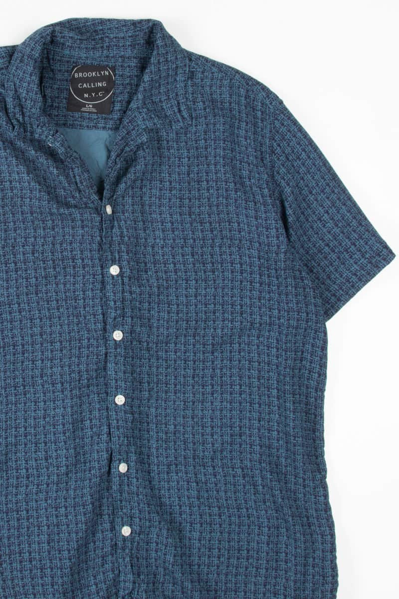 Blue Thatched Hawaiian Shirt