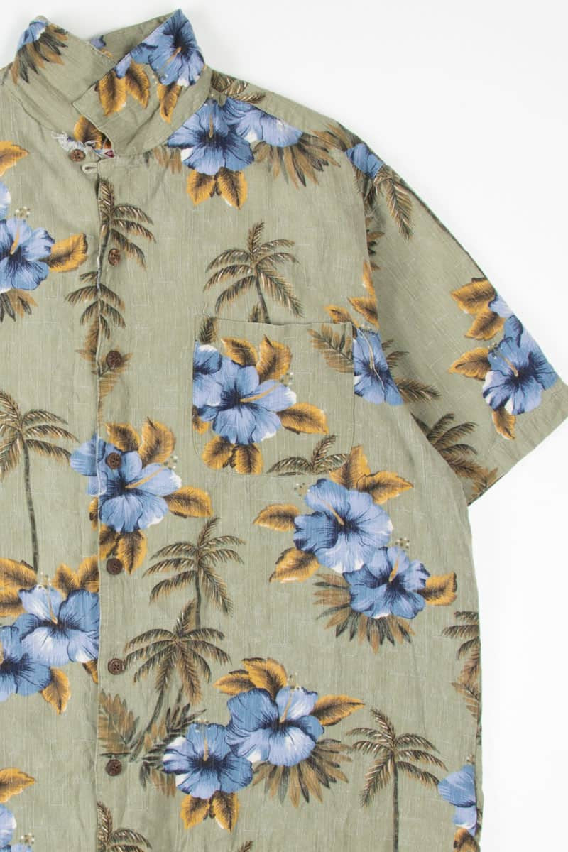 Olive Hibiscus Hawaiian Shirt 1