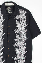 Black & White Flora Bowling Stripes Hawaiian Shirt