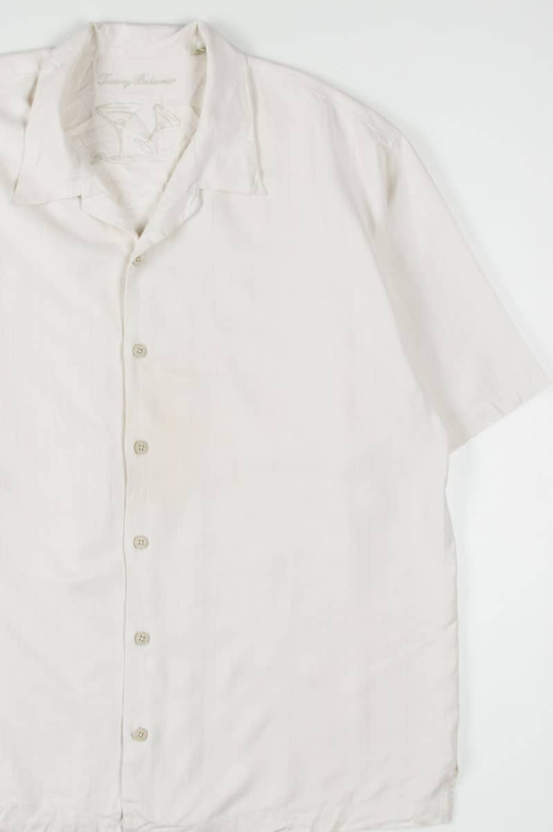 Cream Striped Tommy Bahama Hawaiian Shirt