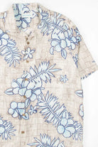 Brown & Blue Sketched Floral Hawaiian Shirt