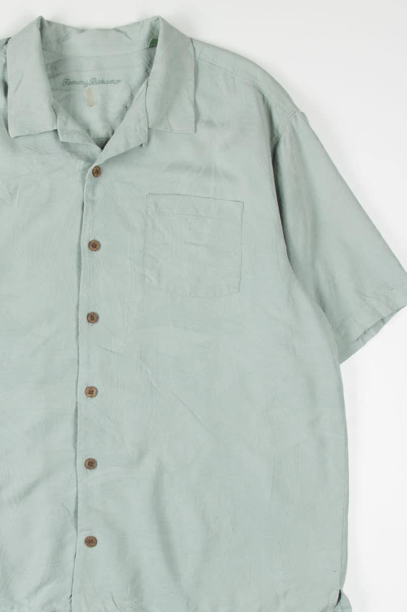 Seafoam Leaf Textured Tommy Bahama Hawaiian Shirt