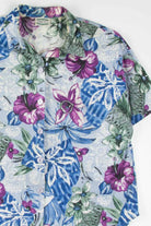 Blue Abstract Floral Vintage Hawaiian Shirt