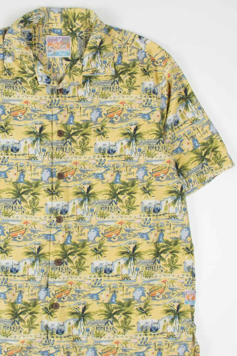 Yellow Beach Life Silk Hawaiian Shirt