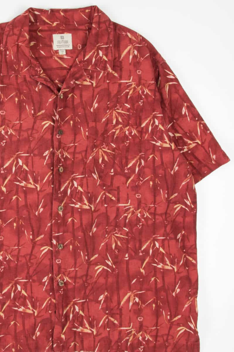 Red Bamboo Print Hawaiian Shirt