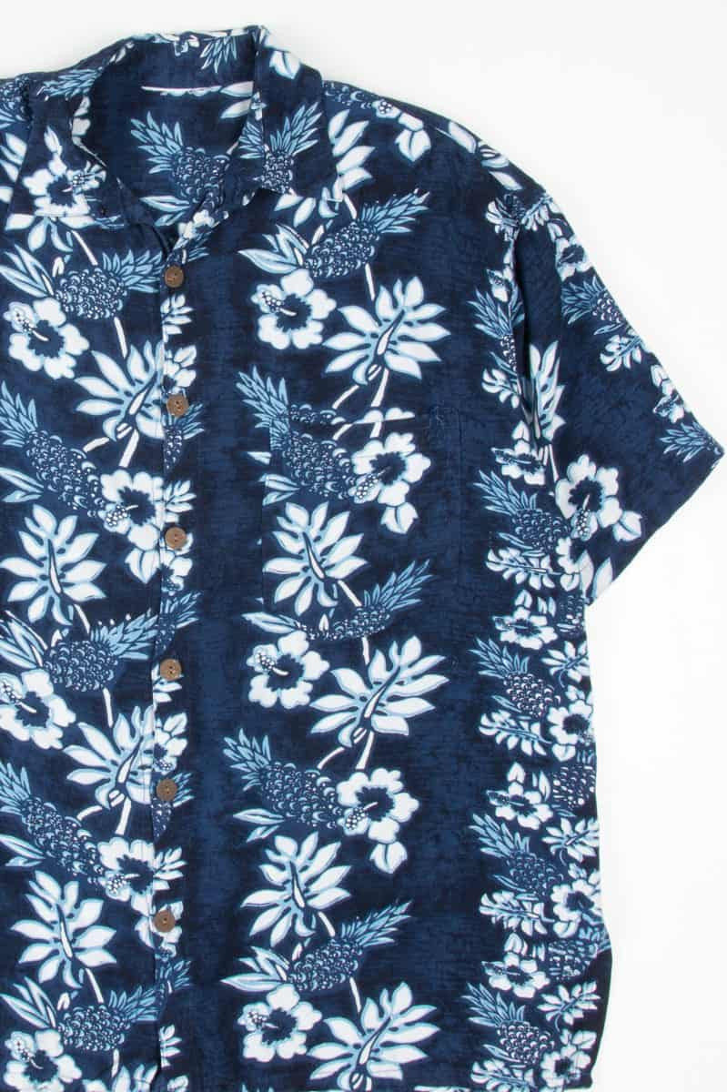 Blue Pineapple Hibiscus Hawaiian Shirt