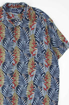 Blue Leaf Print Hawaiian Shirt