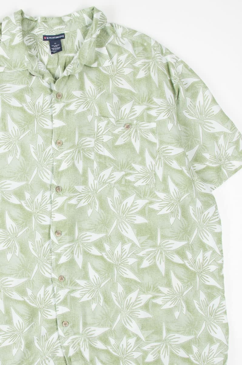 Green Leaf Outline Hawaiian Shirt