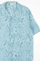 Blue Abstract Leaf Print Hawaiian Shirt